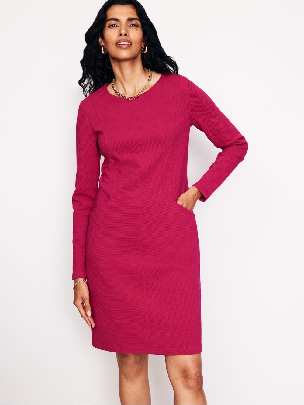 Boden Cornelia Ottoman Dress - Magenta